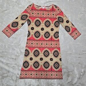 London Style Shift Dress Pullover Sz 4 Lightweight 3/4 Sleeves Elegant Modest